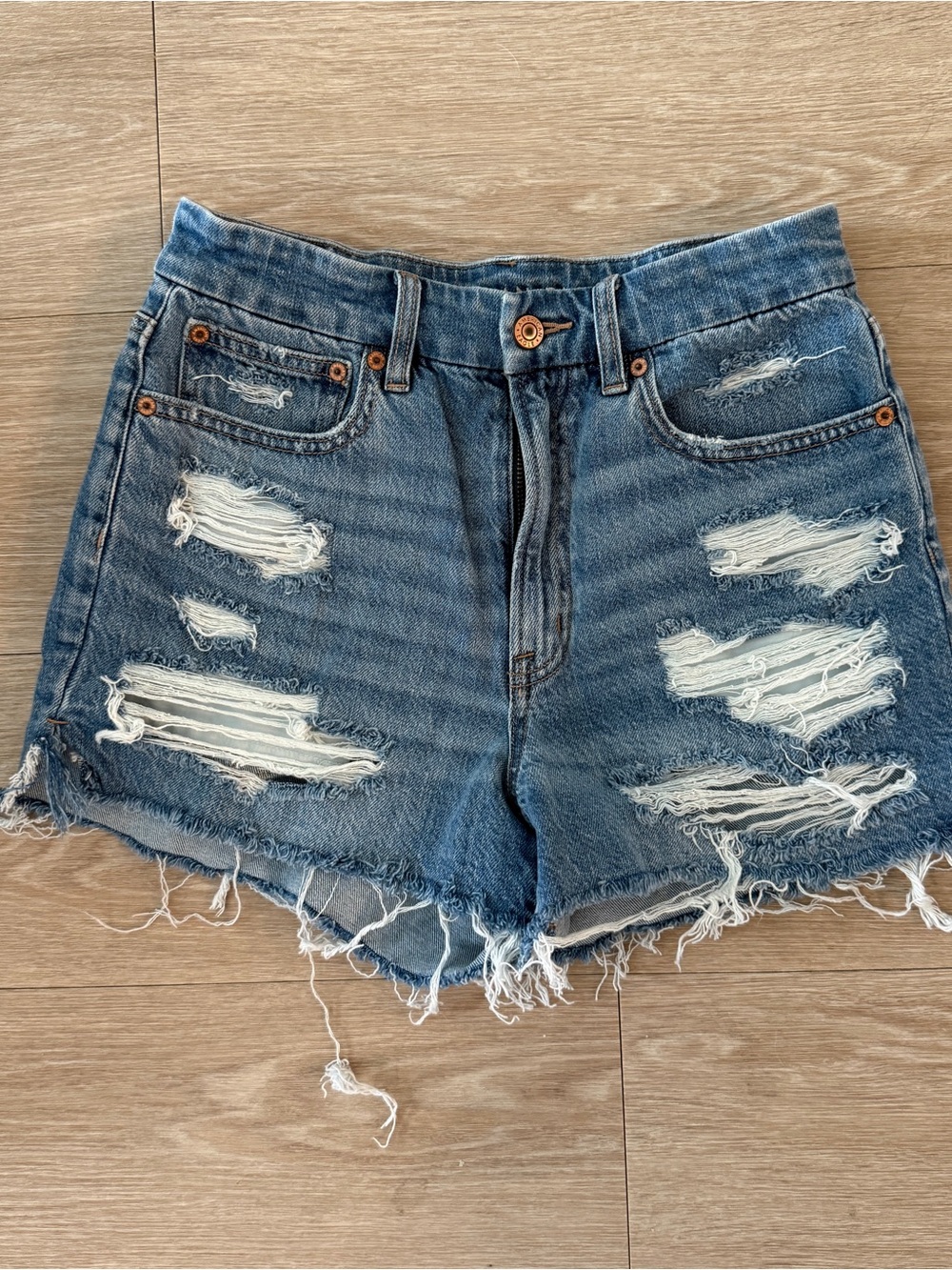 American Eagle Outfitters Distressed Blue Denim Cutoff Shorts
